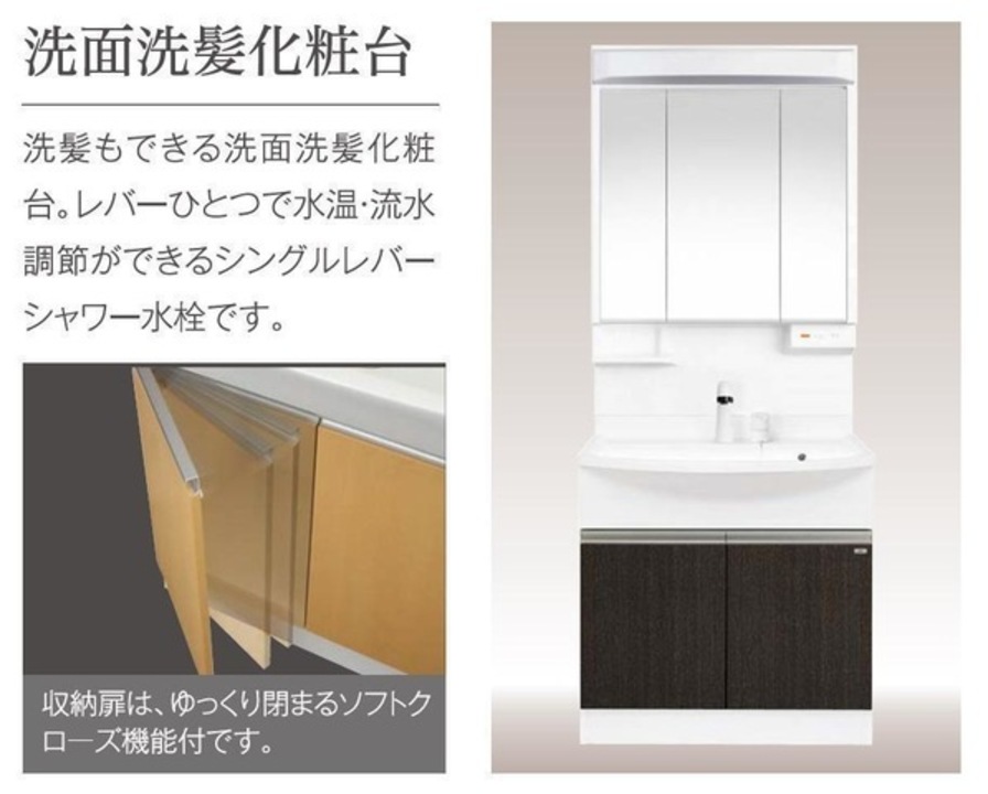 シャワー付洗面化粧台